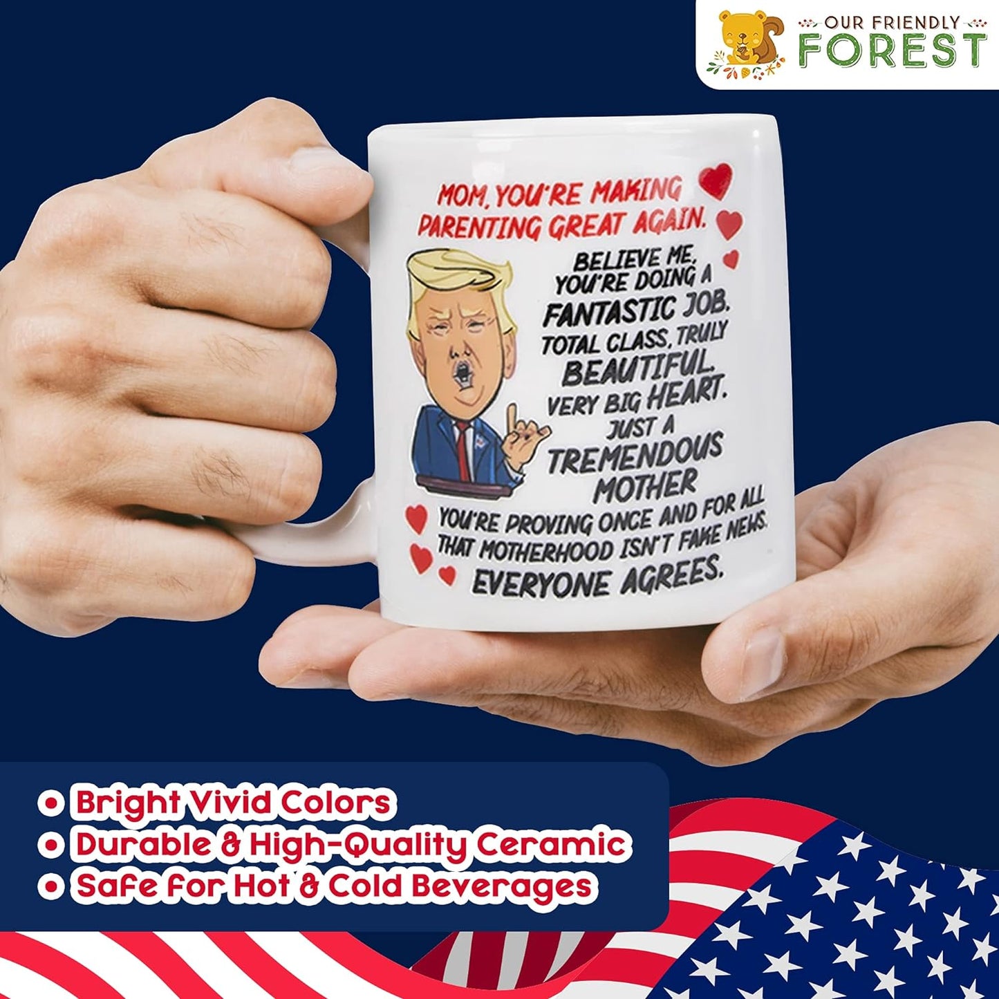 Talking Donald Trump Mug - Birthday Gifts for MOM from Daughter/Son/Husband - Moms Coffee Cup - Says 5 Lines in Trump'S REAL VOICE β Mommy Funny Mugs- Best Christmas, Mother'S Day, & Valentines Gift