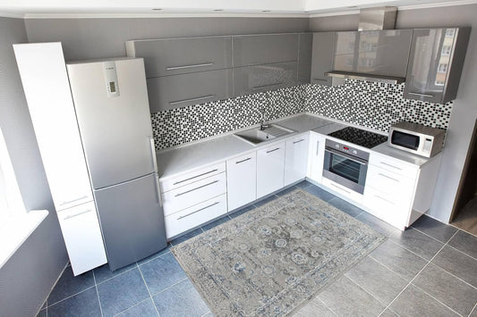 - Kitchen Rugs and Kitchen Mats for Floor, Kitchen Rugs Non Slip Kitchen Runner Rug with TPR Backing, 100% Polypropylene Mats for Kitchen Decor (Blue/Grey Vintage, 72"X40")