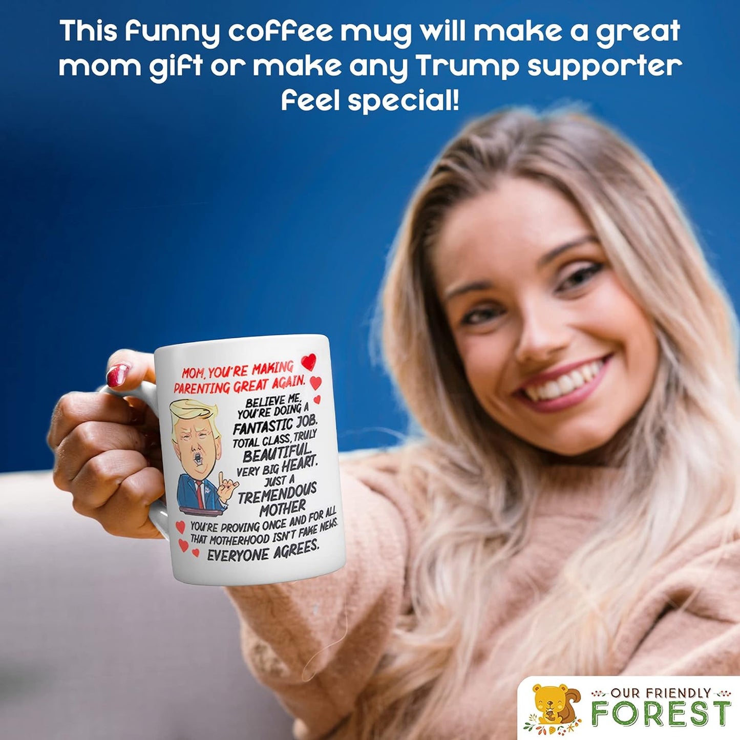 Talking Donald Trump Mug - Birthday Gifts for MOM from Daughter/Son/Husband - Moms Coffee Cup - Says 5 Lines in Trump'S REAL VOICE β Mommy Funny Mugs- Best Christmas, Mother'S Day, & Valentines Gift