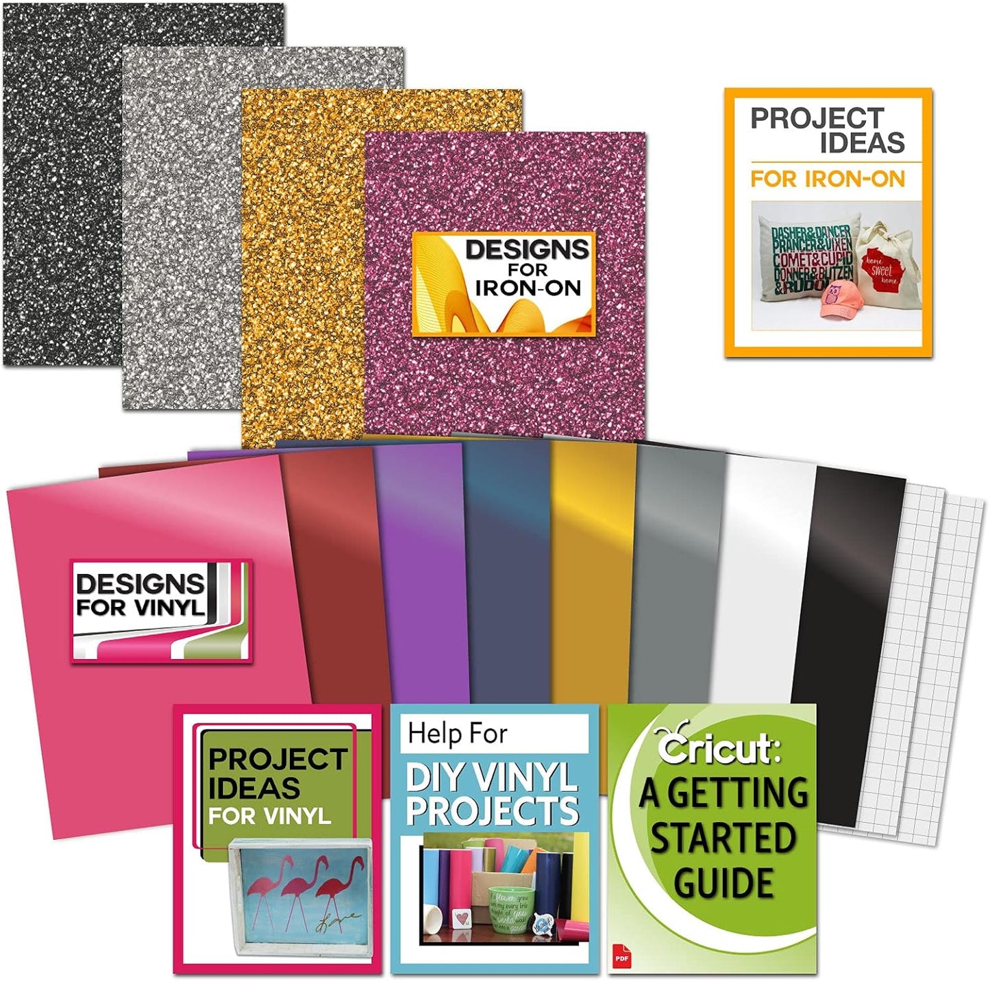 Explore Air Cutting Machine Bundle - Vinyl and Iron-On Materials with Tools and Pens, Beginner Cutting Machine with Accessories and Digital Education Guides, HTV and Vinyl Sampler Pack