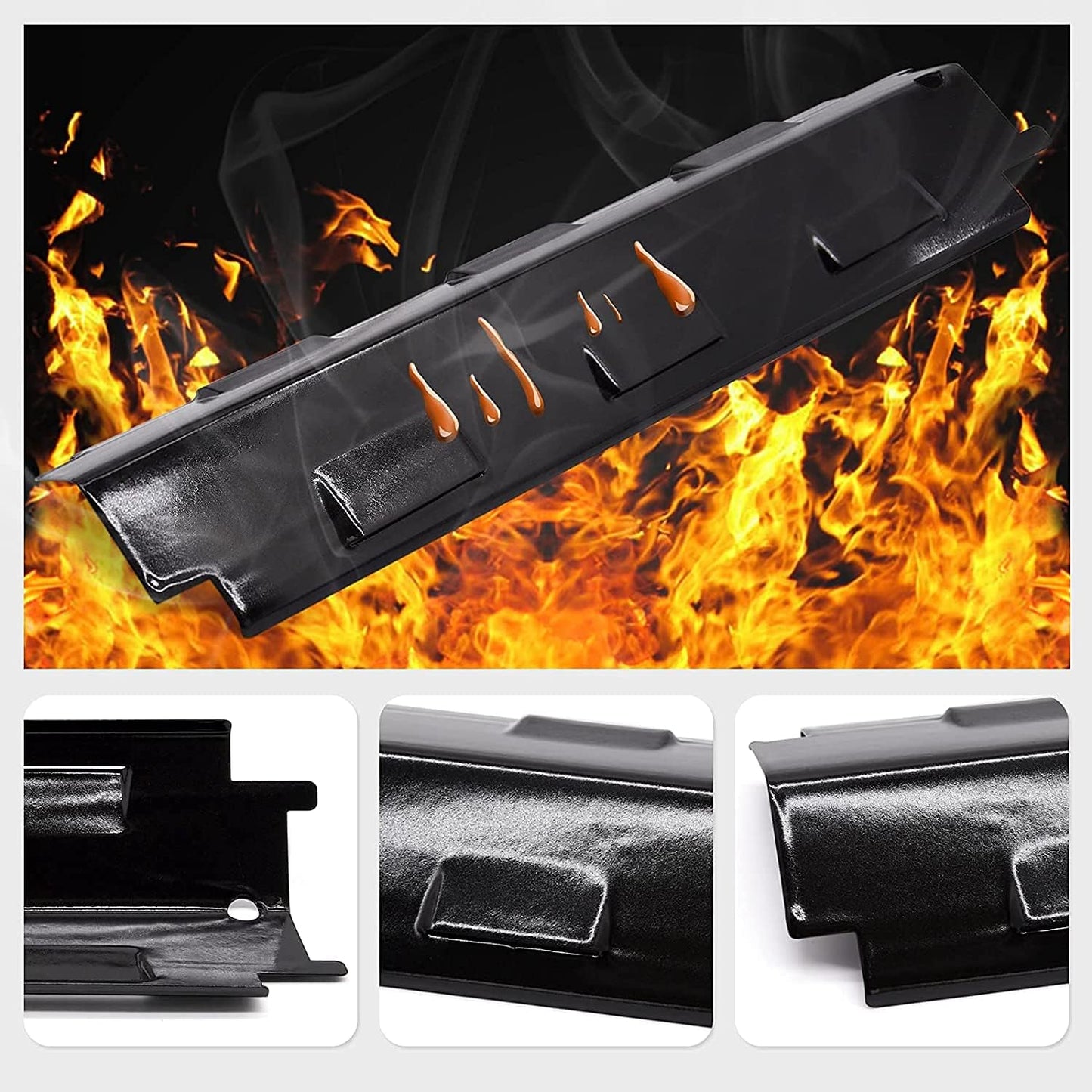 Grill Heat Plate Shield for Charbroil 463230710 463230515 463230514 463230513 Kenmore Thermos Nexgrill 720-0888 720-0888N Replacement Parts 14 5/8 Inch Porcelain Steel Set of 5 KP734