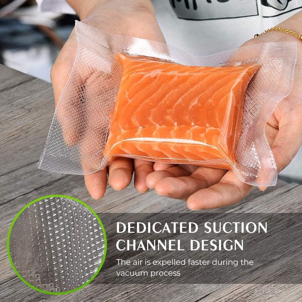 Vacuum Sealer Bags for Food, 6 Pack 3 Rolls11"X20' +3 Rolls 8"X20' Commercial Grade BPA Free Bag Rolls, Durable Customized Size Food Vac Bags for Storage and Sous Vide Cooking,Puncture Prevention