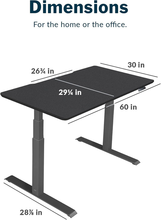 - Standing Desk Adjustable Height (60" X30')- Electric Sit-Stand Computer Desk for Work or Home Office- Dual Motor with Memory Presets- Adjustable Desk from desk- Black