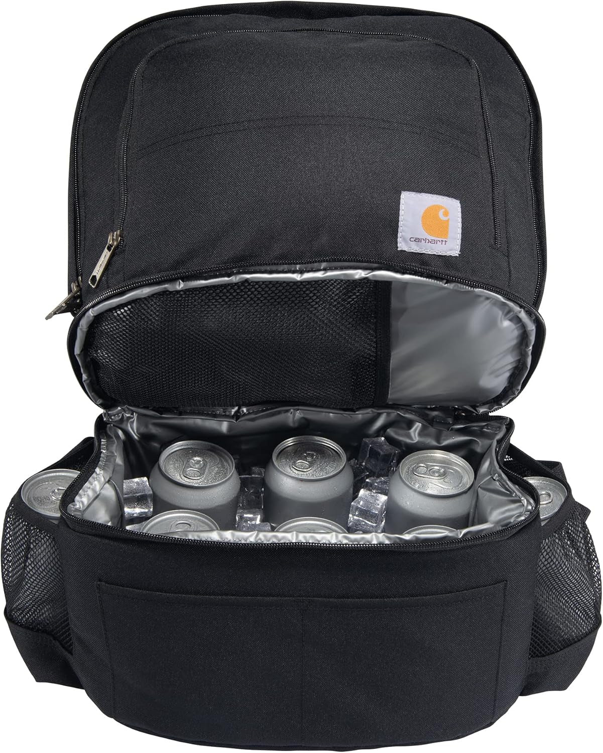 Mens Insulated 24 Can Two Compartment Cooler Backpack Backpack with Fullyinsulated Cooler Base