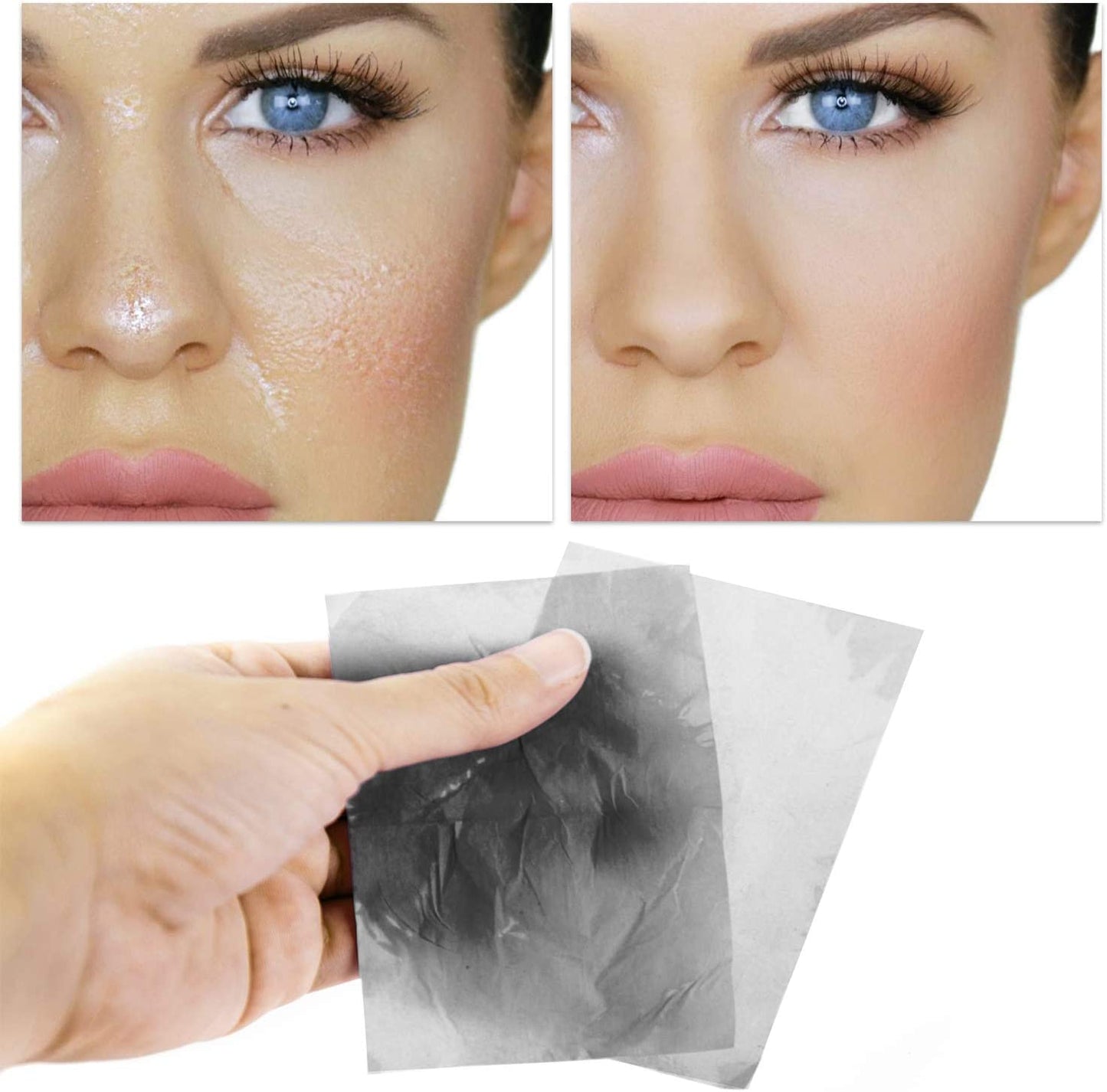 (3 PK) Oil Blotting Sheets- Natural Bamboo Charcoal Oil Absorbing Tissues- 300 Pcs Organic Blotting Paper- Beauty Blotters for the Face- Papers Remove Excess Shine- for Facial Make up & Skin Care