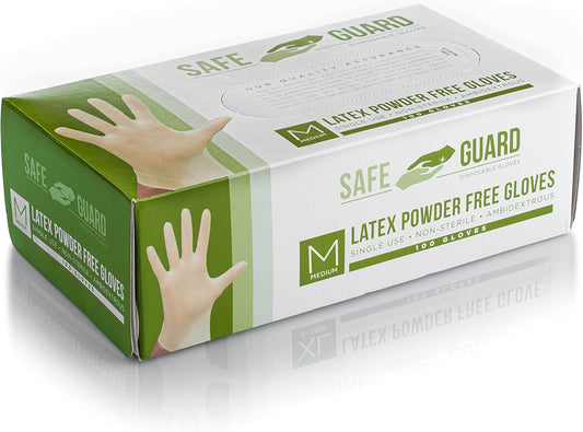 Latex Gloves, Powder Free and Food Grade Gloves, 100 Count