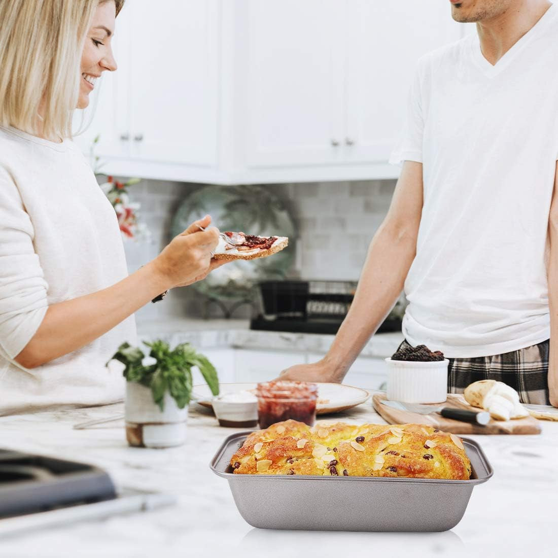 Nonstick Carbon Steel Baking Bread Pan, Medium Loaf Pan, 8 1/2" X 4 1/2", Set of 3