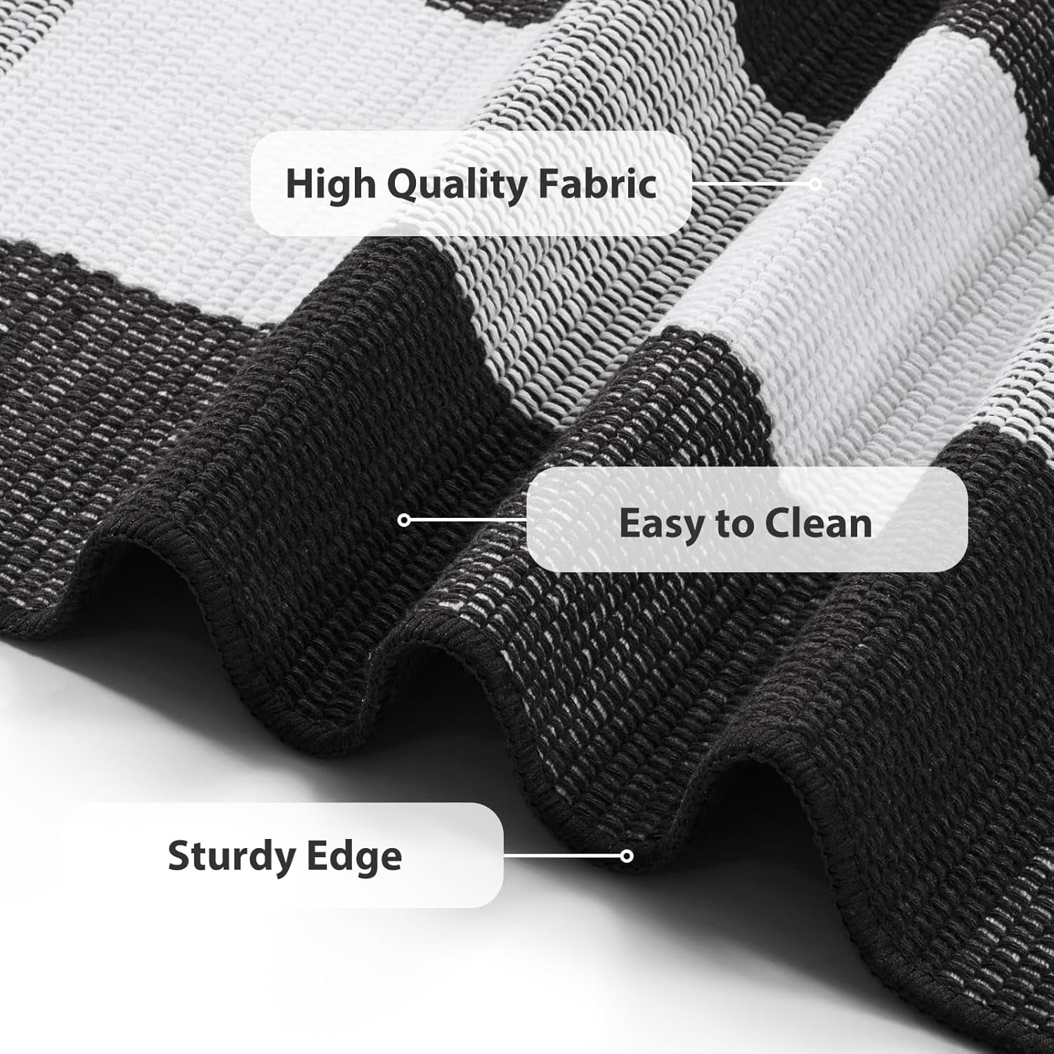 Buffalo Plaid Front Porch Rug, Small Black White 2X3 Outdoor Door Mat, Washable Woven Checkered Entryway Rugs, Welcome Layered Doormats for Farmhouse Kitchen/Bathroom/Patio