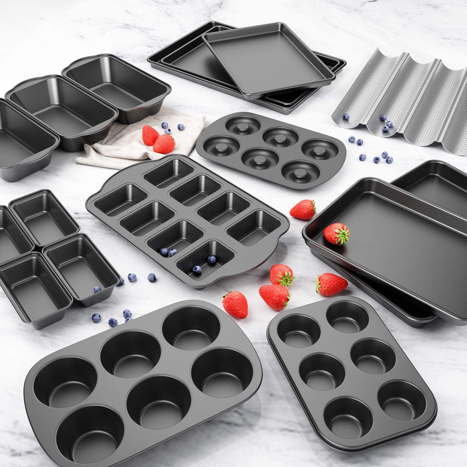 Nonstick Carbon Steel Baking Bread Pan, Medium Loaf Pan, 8 1/2" X 4 1/2", Set of 3