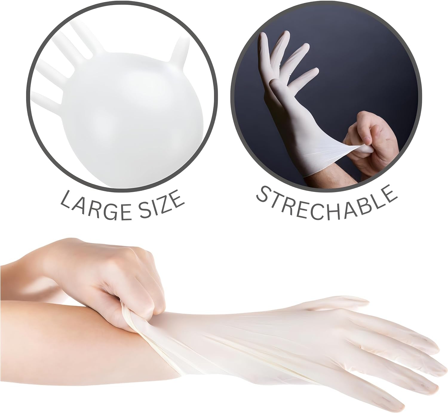 Latex Gloves, Powder Free and Food Grade Gloves, 100 Count