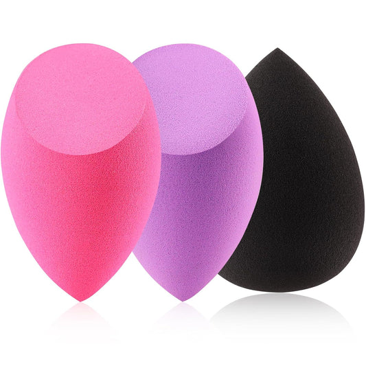 3Pcs Soft Makeup Sponges Set for Liquid Foundation, Cream, and Powder, Latex Free Blender Beauty Sponge, Durable Foundation Puff, Dry & Wet Use Make up Sponges for Face, Beauty Gift Set