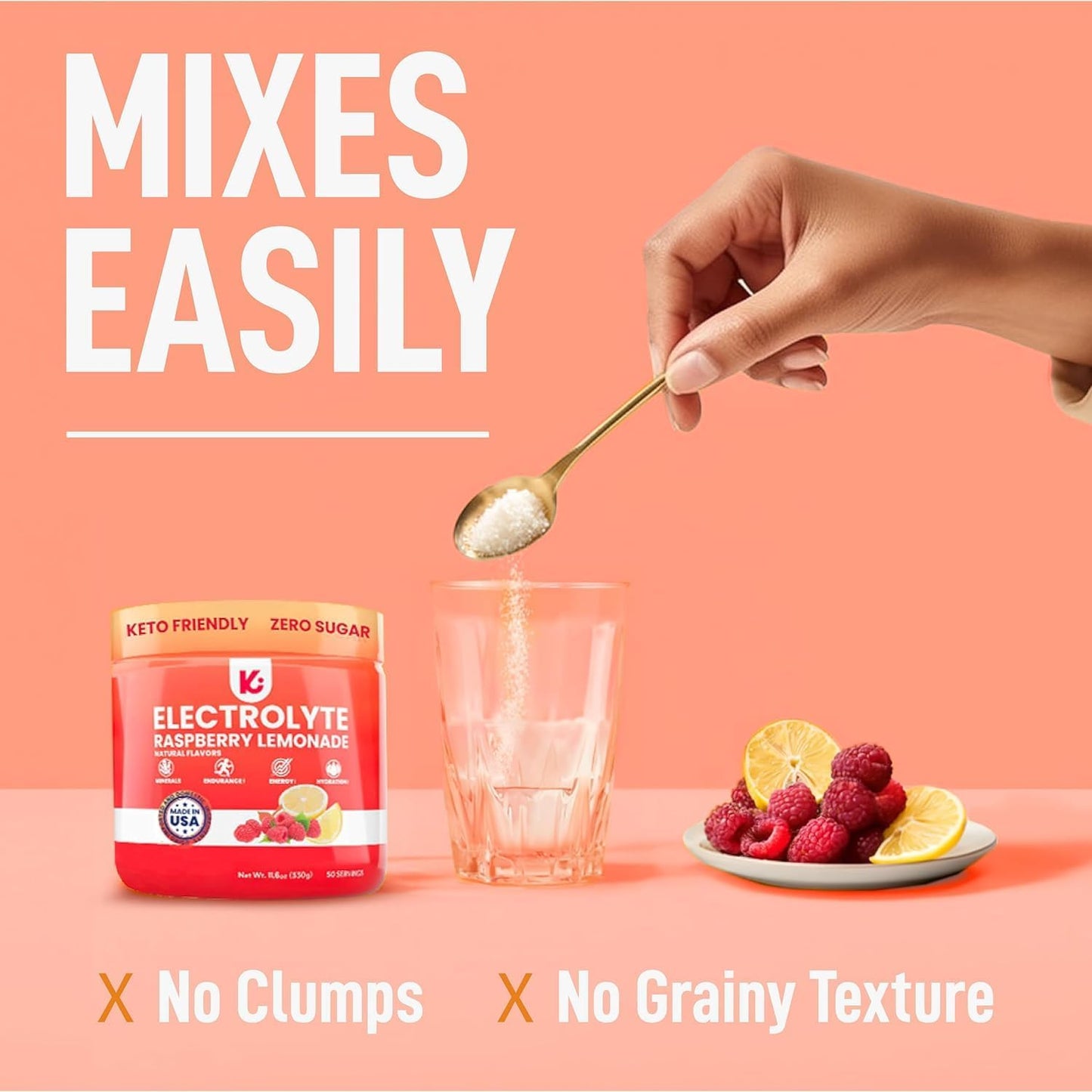 Electrolytes Powder – Raspberry Lemonade Flavor – No Sugar Hydration Supplement with Magnesium, Potassium, Sodium – 50 Servings – Keto, Vegan, Fasting-Friendly, Zero Calorie Electrolyte Drink