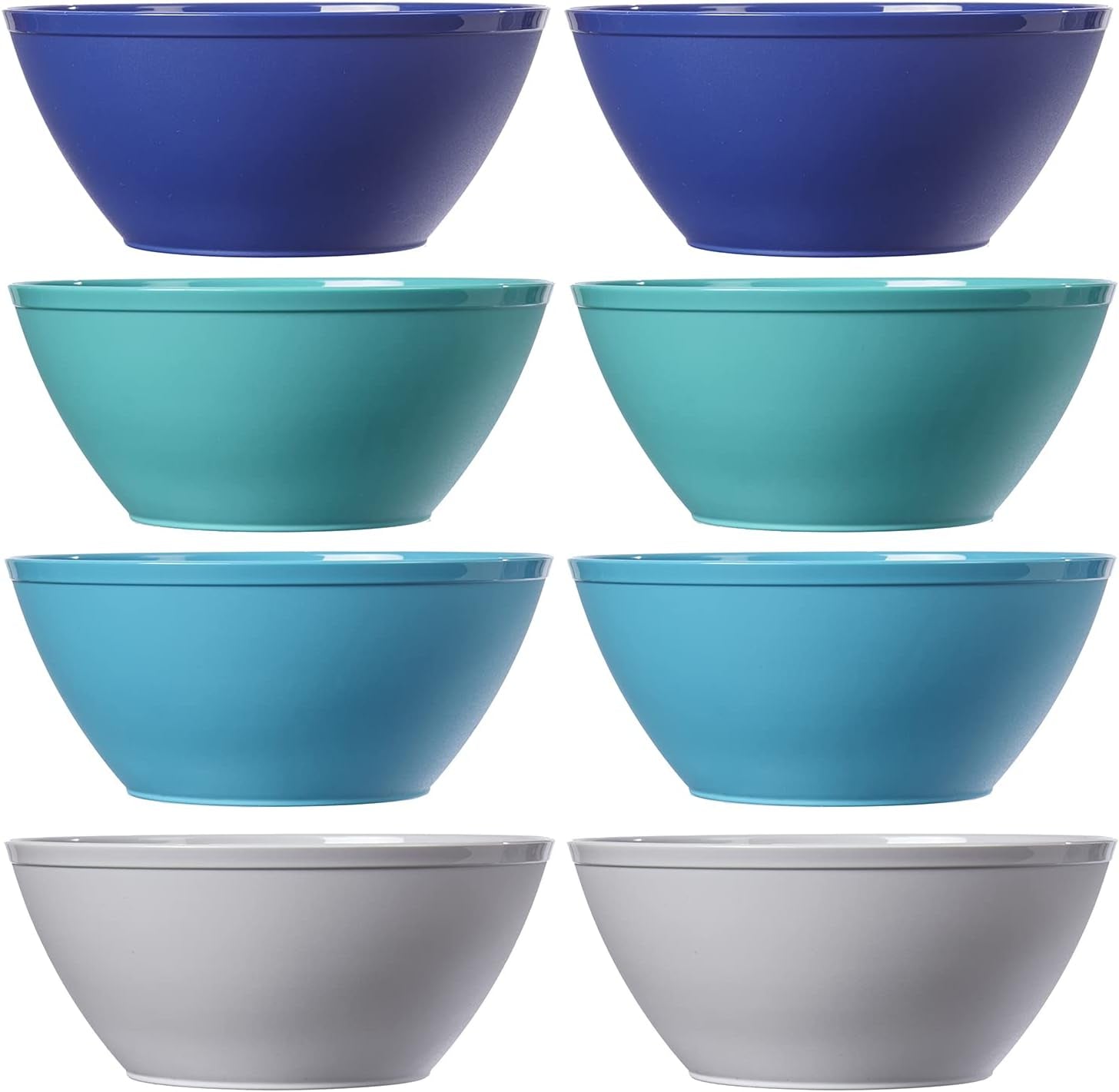 Fresco 6-Inch Plastic Bowls for Cereal or Salad | Set of 8 in 4 Coastal Colors