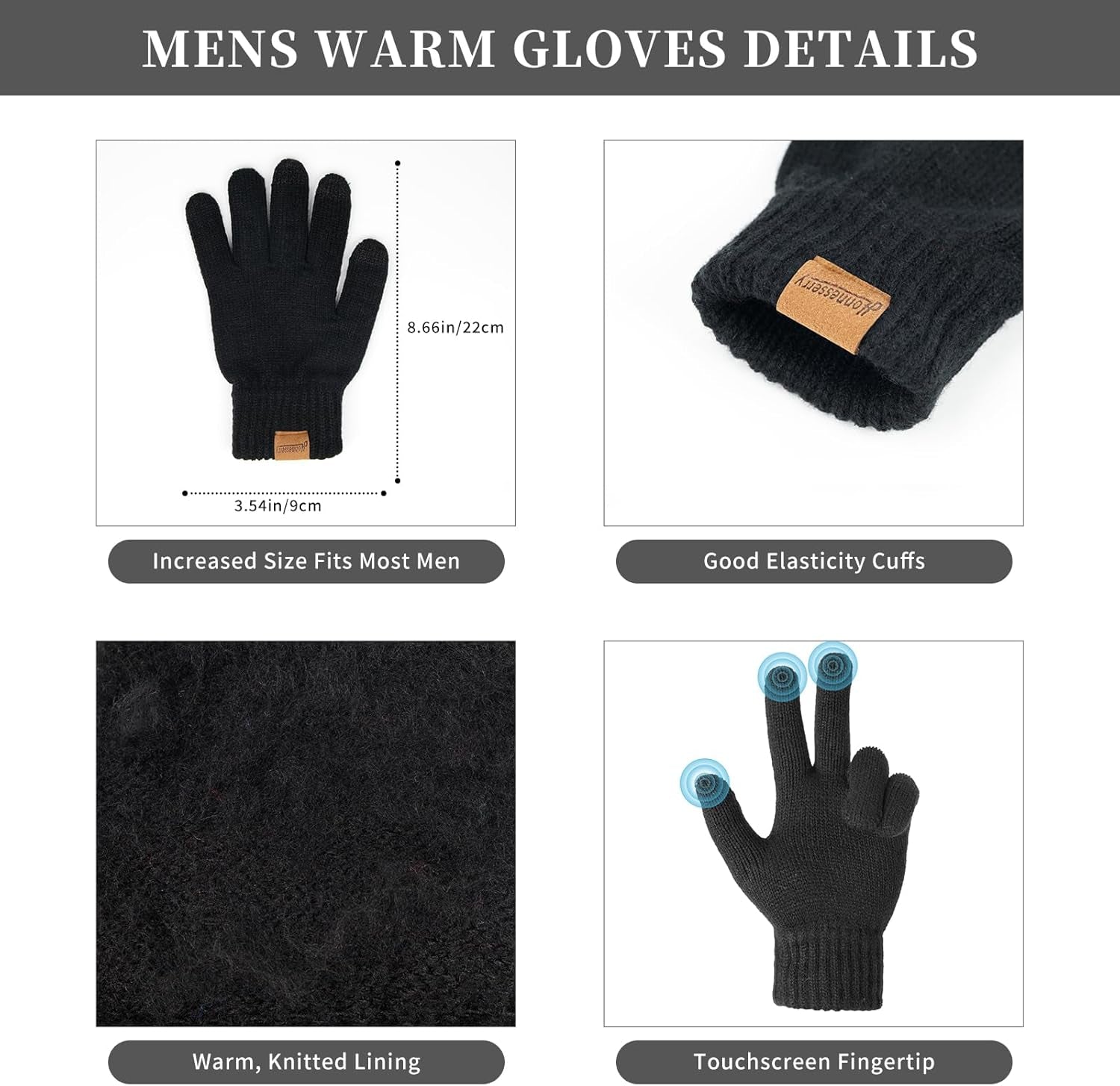 Winter Hats Scarf for Men with Touchscreen Gloves Men'S Scaves and Beanie Hat Themal Glove Set for Men Women