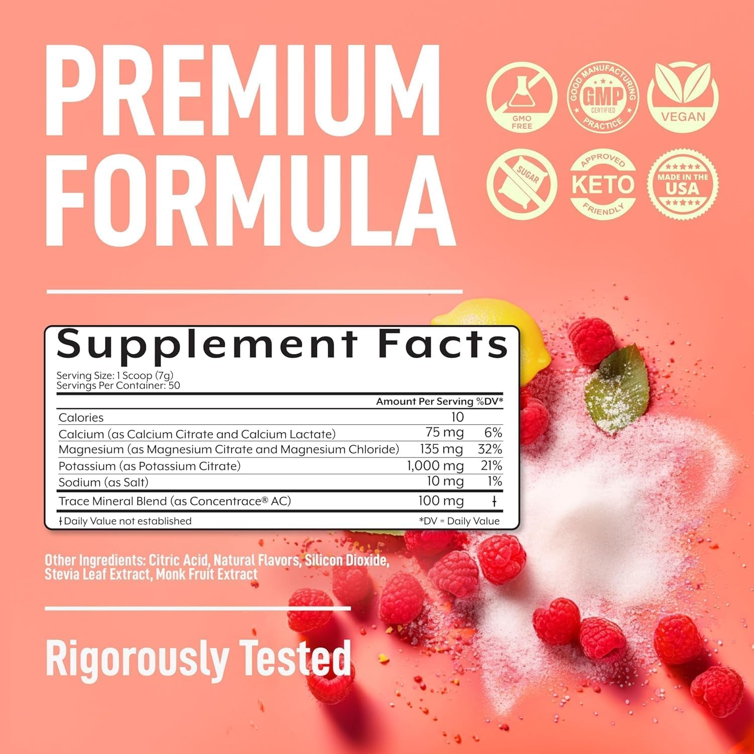 Electrolytes Powder – Raspberry Lemonade Flavor – No Sugar Hydration Supplement with Magnesium, Potassium, Sodium – 50 Servings – Keto, Vegan, Fasting-Friendly, Zero Calorie Electrolyte Drink