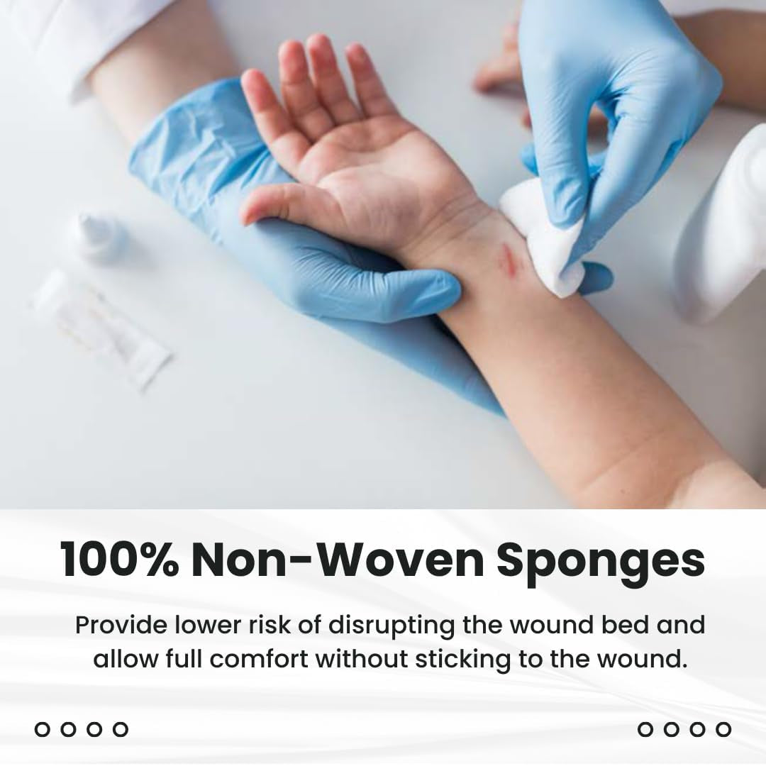 Non-Woven Gauze Sponges - 4-Ply, 4" X 4" All-Purpose Non-Sterile Absorbent Dental Gauze Wound Care for First Aid Kit/Medical Facilities, 200 Count (Pack of 1)
