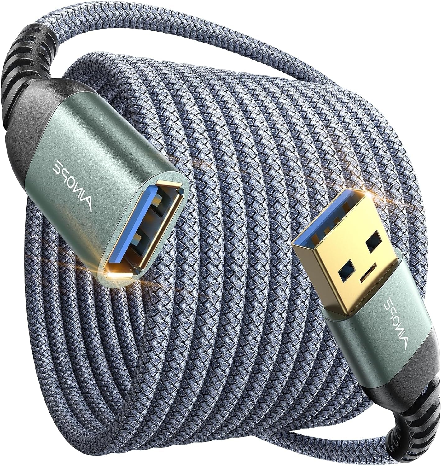 USB Extension Cable,Usb Extender,Usb 3.0 Extension Cable, Male to Female Cord High Data Transfer Compatible with Webcam,Usbkeyboard,Flash Drive,Hard Drive,Printer,10Ft,Grey