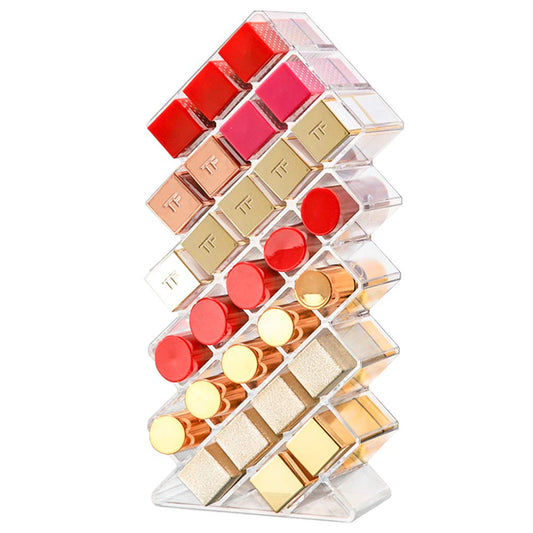 Clear Lipstick Holder Organizer, 28 Spaces Acrylic Lipgloss Organizers and Storage Box Display Stand
