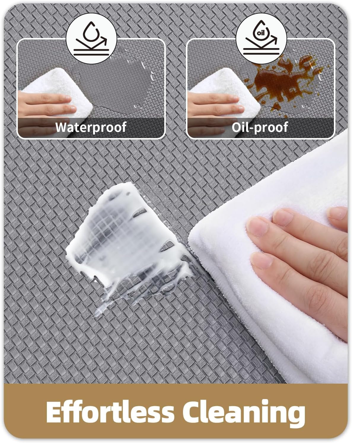 anti Fatigue Cushion Padded Kitchen Mat for Floor - 17X29+17X59,Easy Clean, Waterproof & Oil Proof, anti Slip, Foam Rubber Runner Rug for Front Sink Comfort Standing, Grey Set of 2