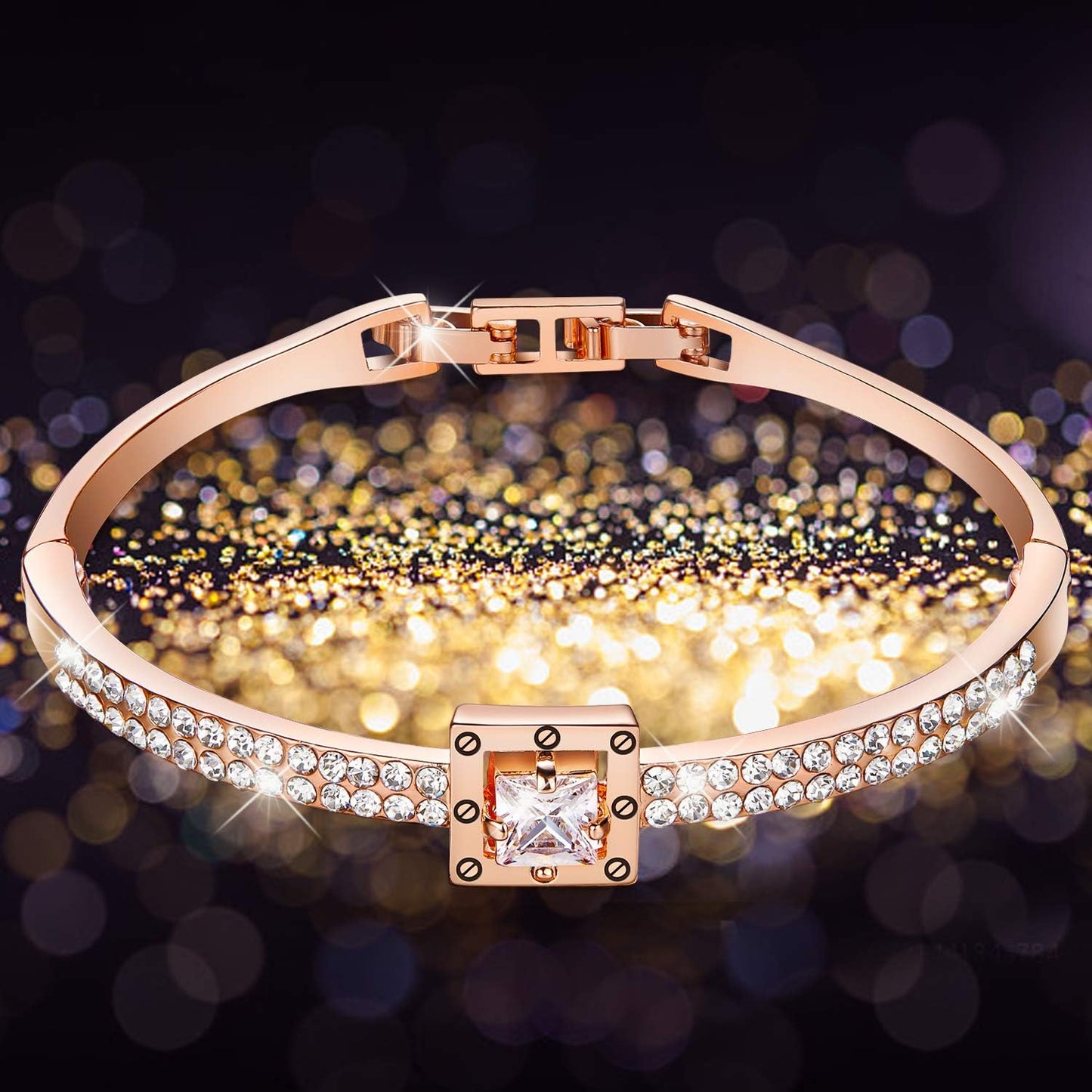 Fasion Jewelry Spiritual Guidance Bangle Bracelets for Women 18K Gold Plating Adjustable Bracelets with Crystal for Wife Girlfriend or Mothers,