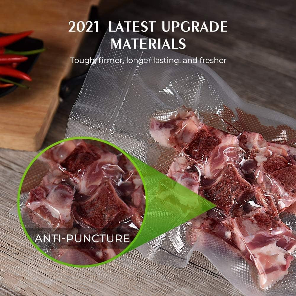 Vacuum Sealer Bags for Food, 6 Pack 3 Rolls11"X20' +3 Rolls 8"X20' Commercial Grade BPA Free Bag Rolls, Durable Customized Size Food Vac Bags for Storage and Sous Vide Cooking，Puncture Prevention