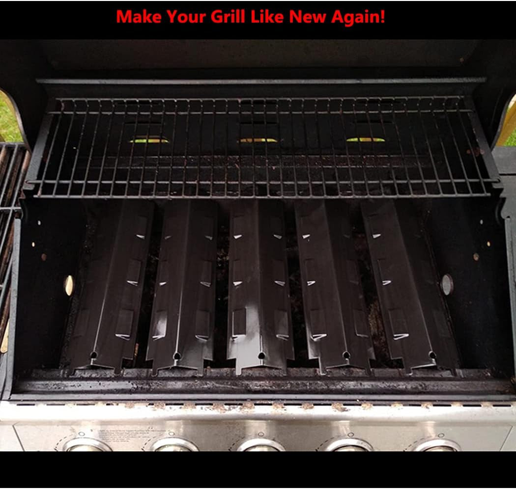 Grill Heat Plate Shield for Charbroil 463230710 463230515 463230514 463230513 Kenmore Thermos Nexgrill 720-0888 720-0888N Replacement Parts 14 5/8 Inch Porcelain Steel Set of 5 KP734
