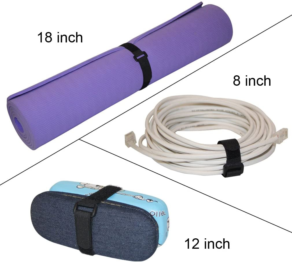 [16 Pack] 1 X 18" Hook and Loop Reusable Fastening Nylon Cable Securing Straps, Durable Functional Ties to Keep Your Places from Tangled Messes of Cords