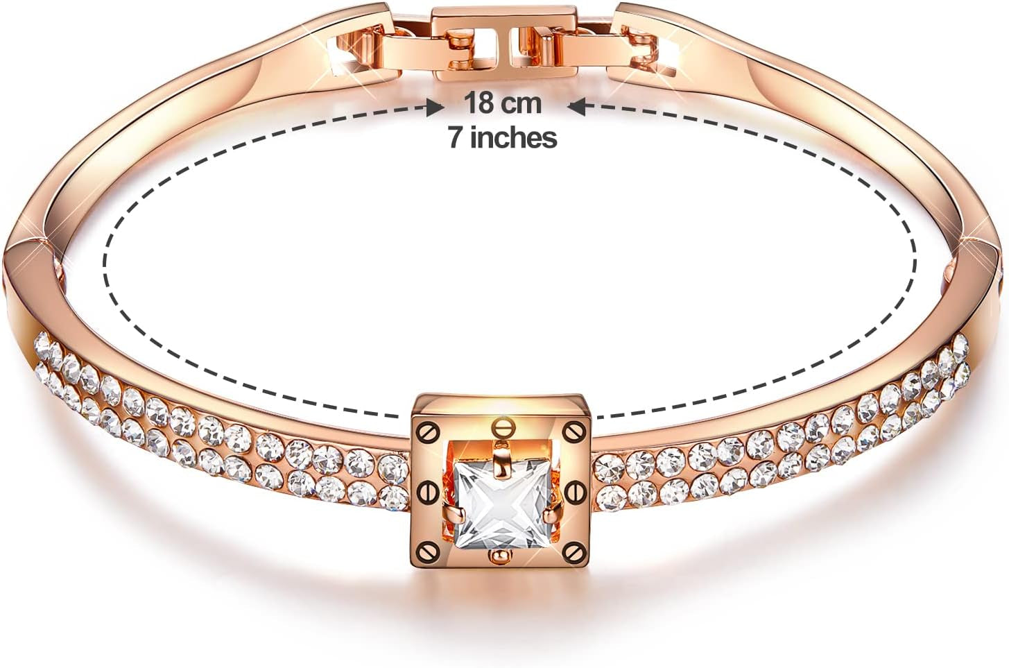 Fasion Jewelry Spiritual Guidance Bangle Bracelets for Women 18K Gold Plating Adjustable Bracelets with Crystal for Wife Girlfriend or Mothers,