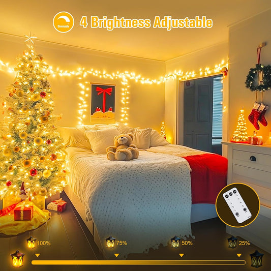 168FT 600 LED Christmas Lights Outdoor Waterproof 8 Modes Indoor String Lights for outside Warm White Christmas Tree Lights Plug in for Bedroom Wedding Party Holiday Classroom Decorations